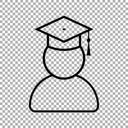 Graduate student with graduation cap icon isolated on transparent background. Vector illustrationのイラスト素材