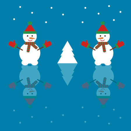 Christmas background with snowman. Vector illustrationのイラスト素材