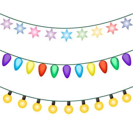 Christmas lights icon vector isolated on white background. Christmas glowing lightsのイラスト素材
