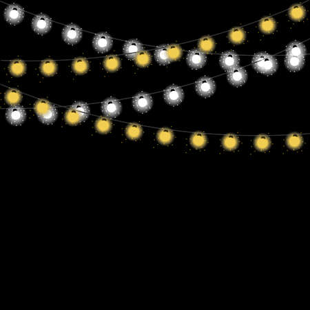 Christmas lights isolated design elements. Garland lights. Vector illustrationのイラスト素材