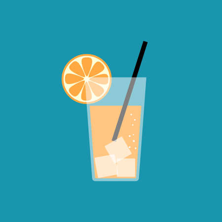 Orange juice. Juice glass icon vector illustrationのイラスト素材