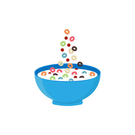 Cereal milk breakfast. Cereal bowl with milkのイラスト素材