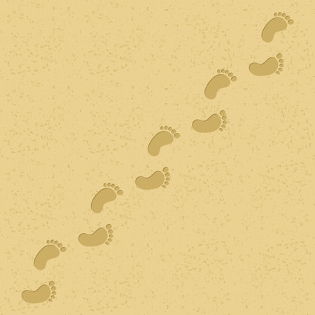 Vector illustration of footprints on beachのイラスト素材