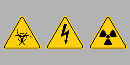Hazard warning icons isolated. vector illustrationのイラスト素材