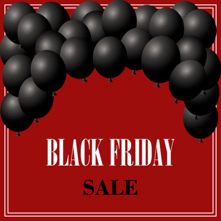 Black friday sale poster with shiny balloons.のイラスト素材
