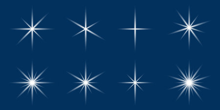 Vector light stars. Shiny twinkle sparks.のイラスト素材