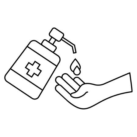 washing hand with hand sanitizer vector illustrationのイラスト素材