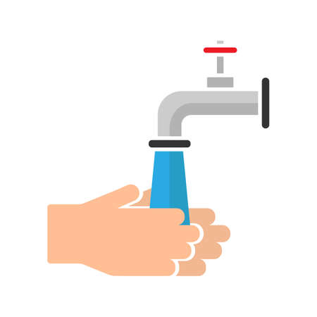 illustration of washing hands with a water tap. vector iconのイラスト素材