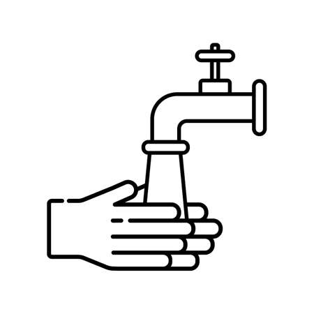 illustration of washing hands with a water tap. vector iconのイラスト素材