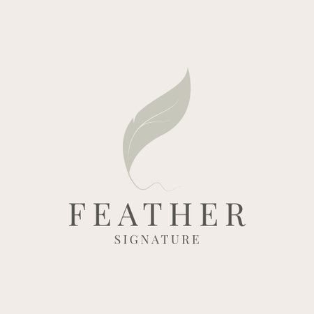 Quill Feather Pen, Minimalist Signature Handwriting design vectorのイラスト素材
