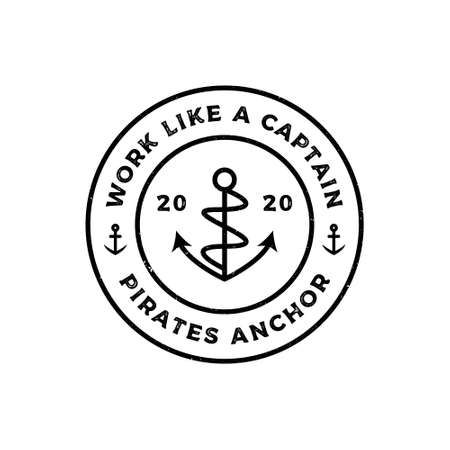 hipster vintage retro grunge anchor line art logo design templateのイラスト素材