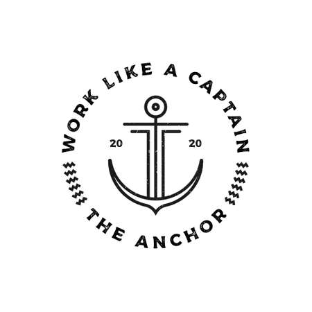 hipster vintage retro grunge anchor line art logo design templateのイラスト素材