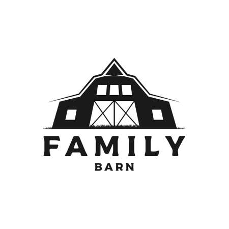 vintage retro rustic silhouette barn logo design vectorのイラスト素材