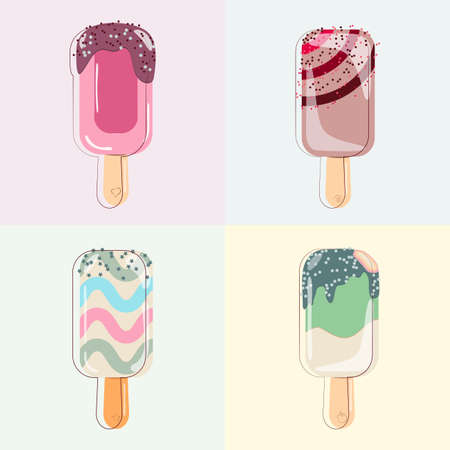 The four versions of an icecreamのイラスト素材