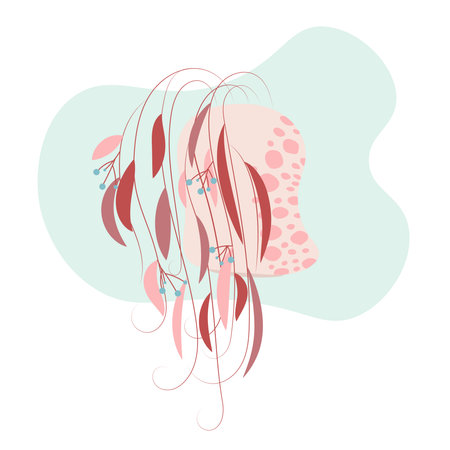 The flat simple liana in the bright vaseのイラスト素材