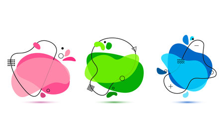 the set of the three abstract icons for backgrounds, stickers. landing pages, posters, digital artsのイラスト素材