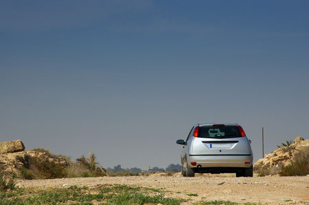 Modern Car - Offroad Landscapeの写真素材