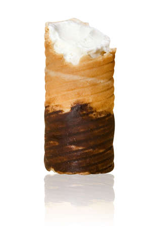 vanilla icecream in waferの写真素材