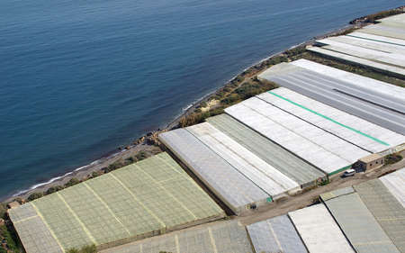 greenhouses in seaside (Spain, Costa Camida)の写真素材