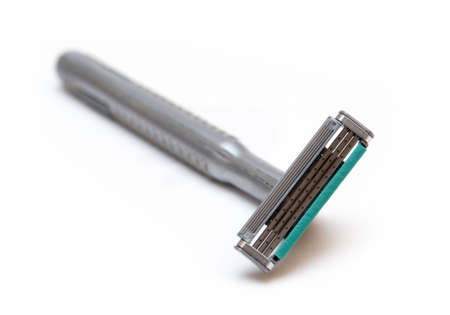 close up shot of three-blade modern shaverの写真素材
