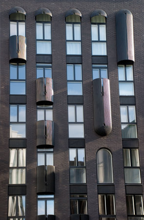 details of unconventional apartment building exterior
