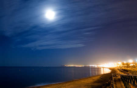 Long Exposute Night Shot: Late May at Alicante, Costa Blanca, Spainの写真素材