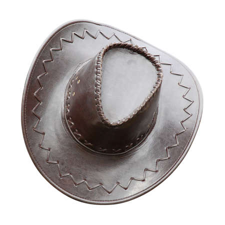 Handicraft - Leather Cowboy Hat Over Whiteの写真素材