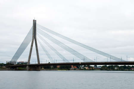 Riga, Latvia. Bridge over Daugava Riverの写真素材