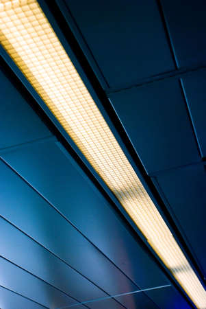 Metal Blueish Ceiling With Incandescent lightsの写真素材