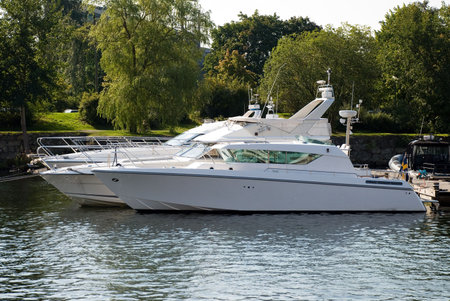 Two White Luxury Speed Boats