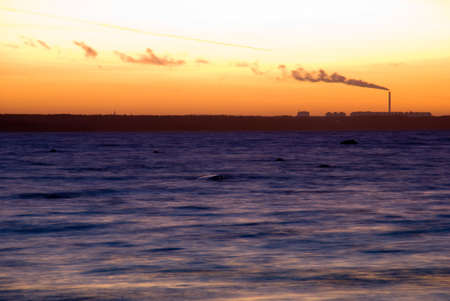 Winter Polar Sunset over the Sea (Gulf of Finland)の写真素材