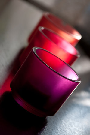 Orange Red Purple Colored Abstract Items with light from different directionの写真素材