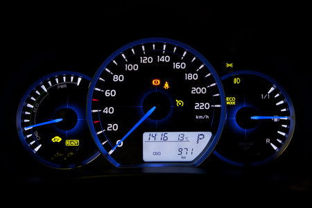 Cockpit (info panels and displays) of a modern hybrid car