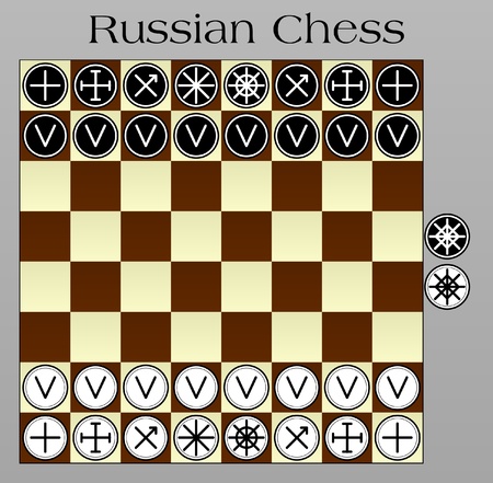 Russian chess pieces on the chessboardのイラスト素材