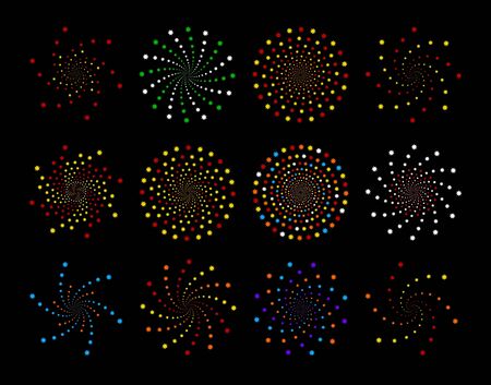 Colorful star clusters isolated on a black backgroundのイラスト素材