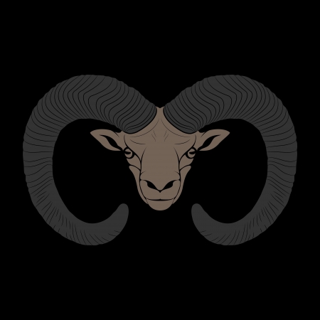 Stylized face of the mountain ram on a black backgoundのイラスト素材