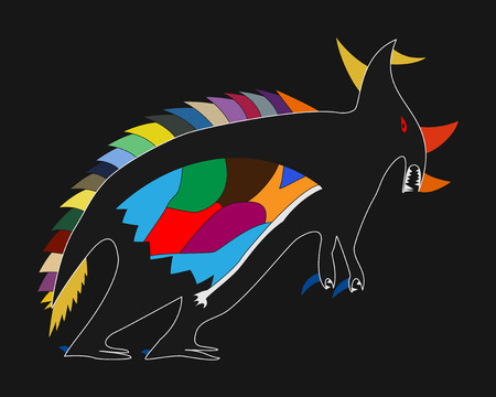 Stylized vector childs drawing of a dinosaurのイラスト素材