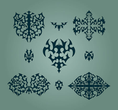 Abstract design elements set like tattooのイラスト素材