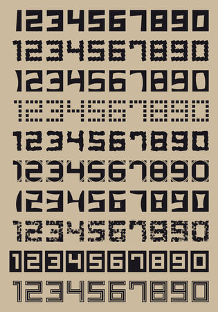 Vector Set of the simple bold numerals from one to zeroのイラスト素材