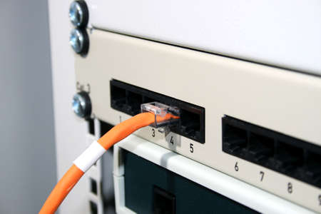 a network cable in a datacenterの写真素材