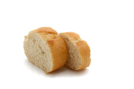 slices of baguette isolated on whiteの写真素材