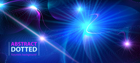 Abstract technology futuristic blue neon radial light burst effect. Digital elements circles halftone.のイラスト素材