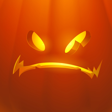 Realistic vector Halloween pumpkin with candle inside. Happy face Halloween pumpkin isolated on white background.. Vector Eps 10のイラスト素材