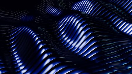 Metall stripe pattern background. Blue light. 3d illustration, render.の写真素材