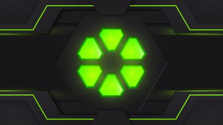 Green and black contrast abstract technology background. Green backlight. Layout design tech. Vector corporate design.のイラスト素材