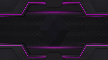 Purple and black contrast abstract technology background. Purple backlight. Layout design tech. Vector corporate design.のイラスト素材