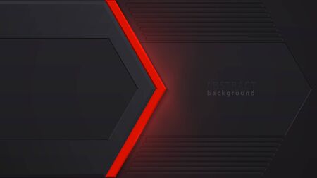 Red luminous arrow. Red and black contrast abstract technology background. Layout design tech. Vector corporate design.のイラスト素材