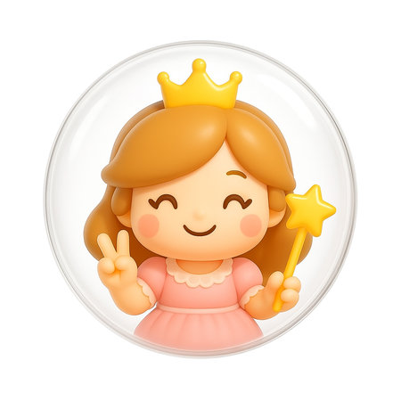 Little princess in a round glass plate. Vector illustration isolated on white background.の素材