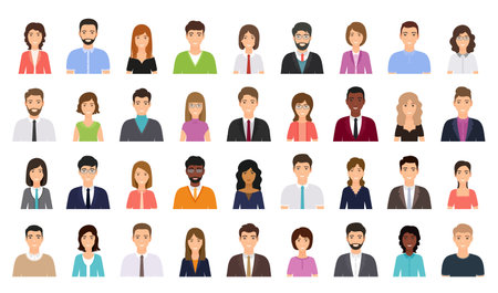 Avatar business people. Person icon. Vector. Set office men, women. Faces corporate characters in...
