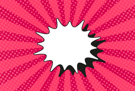 Pop art pattern. Halftone comic dotted background with speech bubble. Cartoon vintage texture. Superhero backdrop with half tone effect. Red retro print. Duotone wallpaper. Vector illustration.のイラスト素材